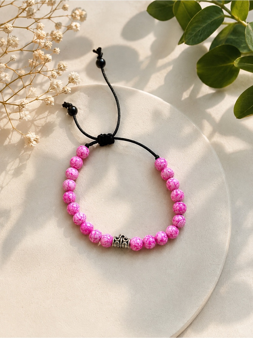 Kids Pink Beaded Adjustable Bracelet - Brand